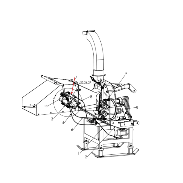 Hose (directional control valve to flow control) (-6 JIC, 90 deg, -6 JIC strait 6-1/4